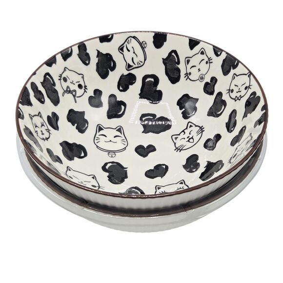 SH Home Set of 2 Cats Ceramic Ramen Noodle Bowl 43oz With Chopsticks And Spoons - Picture 5 of 12